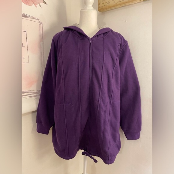Woman Within Jackets & Blazers - Woman Within Thermal Lined Fleece Hoodie Size 1X Purple